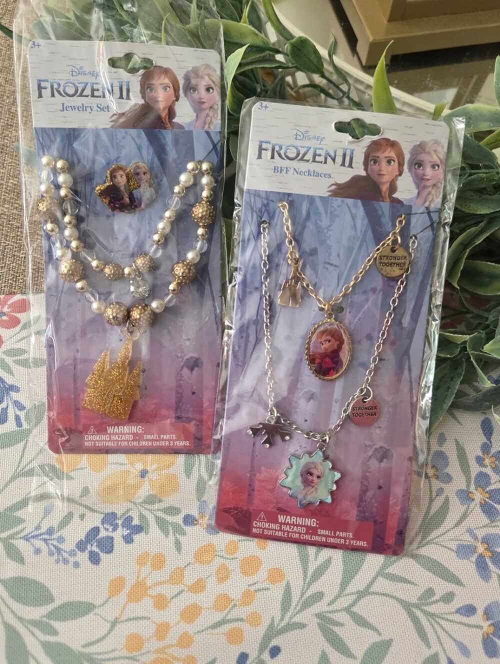 Disney Frozen II Girls' Gold and Silver Necklace Duo with Anna & Elsa Charms